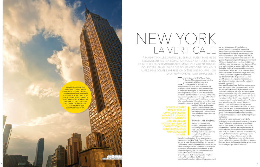 Travel magazine New York layout design
